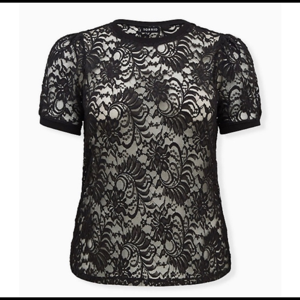 Torrid black lace puff sleeve. NWT 3X 22-24